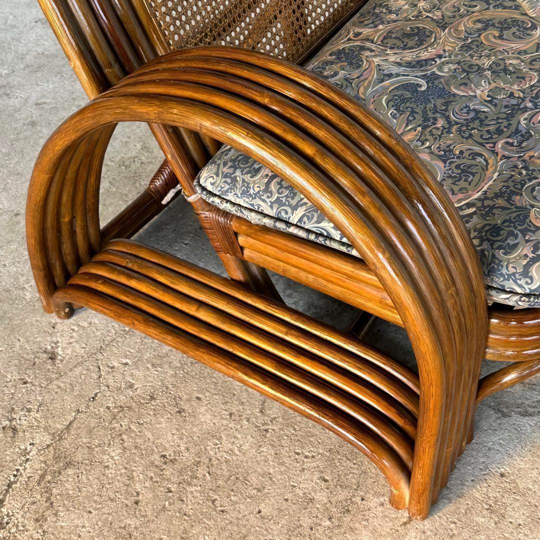 ✿アジアンリゾートポップ✿籐フレーム 2人掛け　ラブソファ　オールドラタン