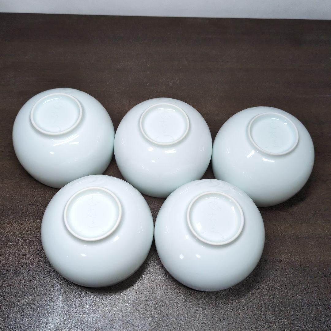 s*i様 人間国宝 井上萬二 作 白磁 彫文 菓子鉢＆湯呑 三客 ＆他