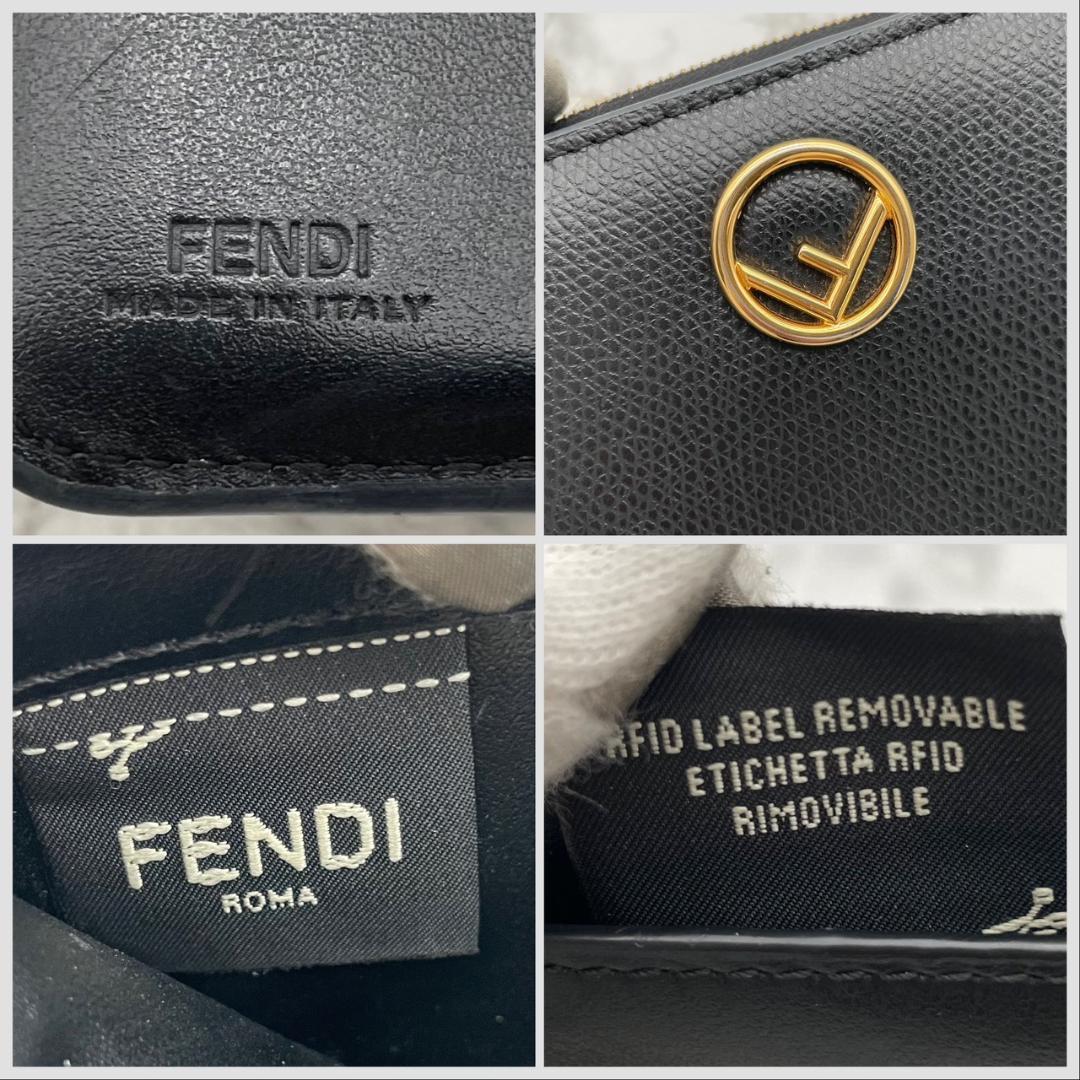 極美品✨️フェンディ　エフイズ　二つ折り財布　レザー　ミニ財布　ブラック　黒