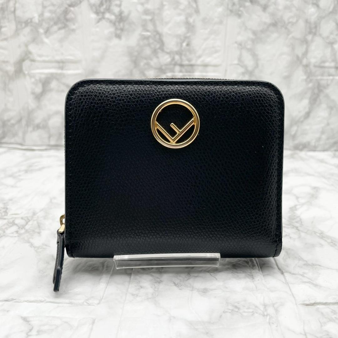 極美品✨️フェンディ　エフイズ　二つ折り財布　レザー　ミニ財布　ブラック　黒