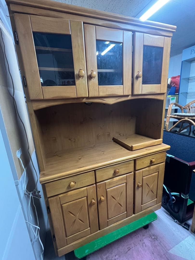 120cm幅　食器棚　カップボード　北欧風　木製　ウッドラック　上部分