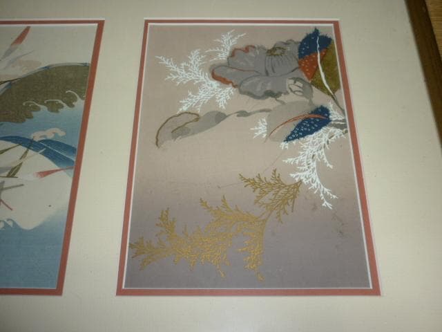 昭和初期◆人間国宝 上野為二 手描き友禅職人 上野研究会 京都芸艸堂 木版画3枚