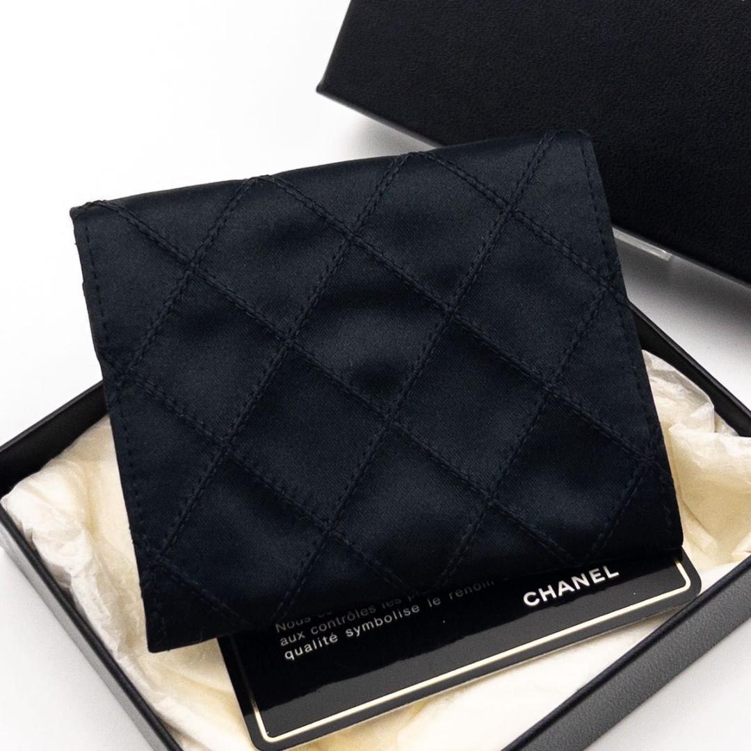 超レア【極美品】CHANEL ビコローレ　サテンケース　小銭入れ　黒