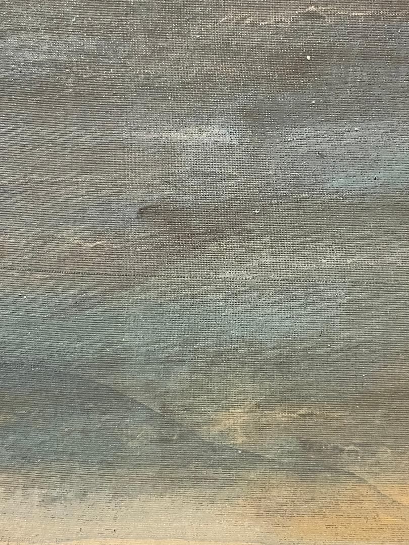 「真作」作者不明「桜の図」風景画　油彩画　額装　サイン有り