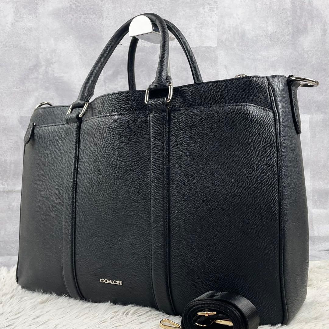 A4可 美品 コーチ レザー 2way ビジネスバッグ メトロポリタン ブラック