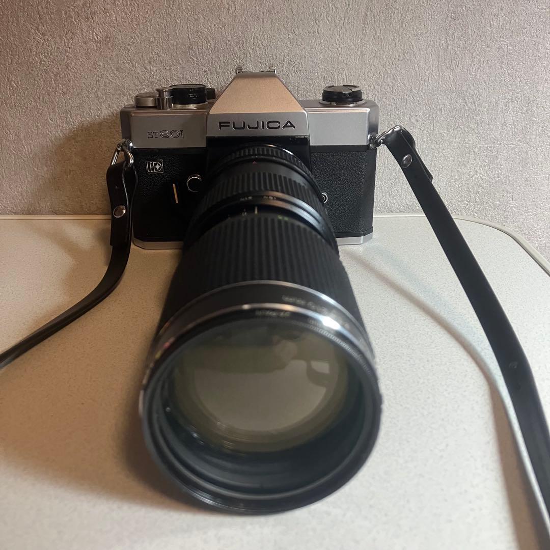 FUJICA 一眼レフフィルムカメラ ST801 + 望遠レンズ + ストロボ
