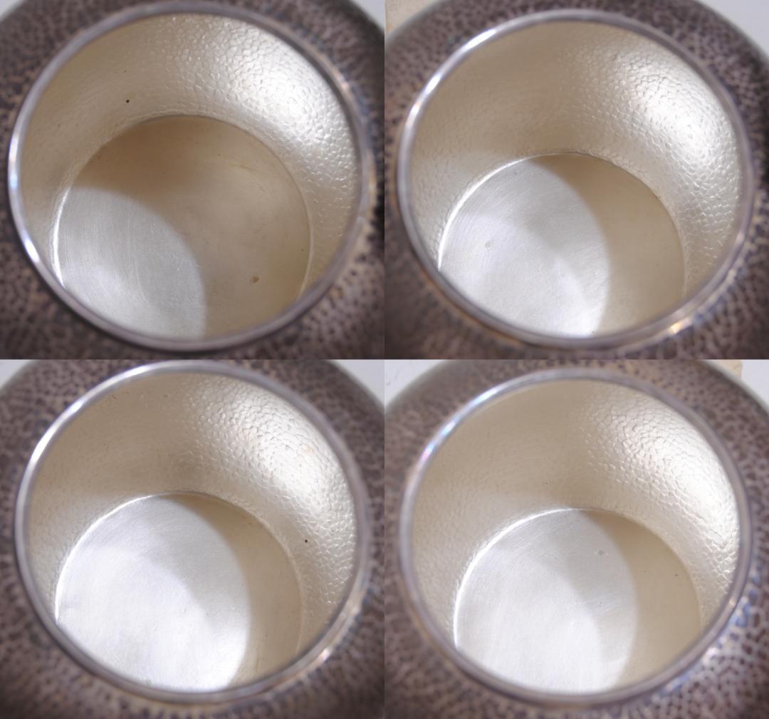 平安 秦造 ★★ 純銀 槌目 丸形 湯沸 急須 シルバー 茶道具