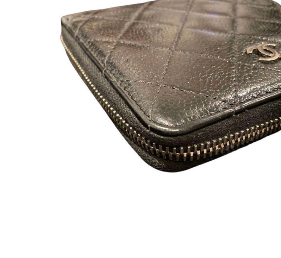 【極美品】CHANEL キャビアスキン　マトラッセ　ウォレット　ココマーク　財布
