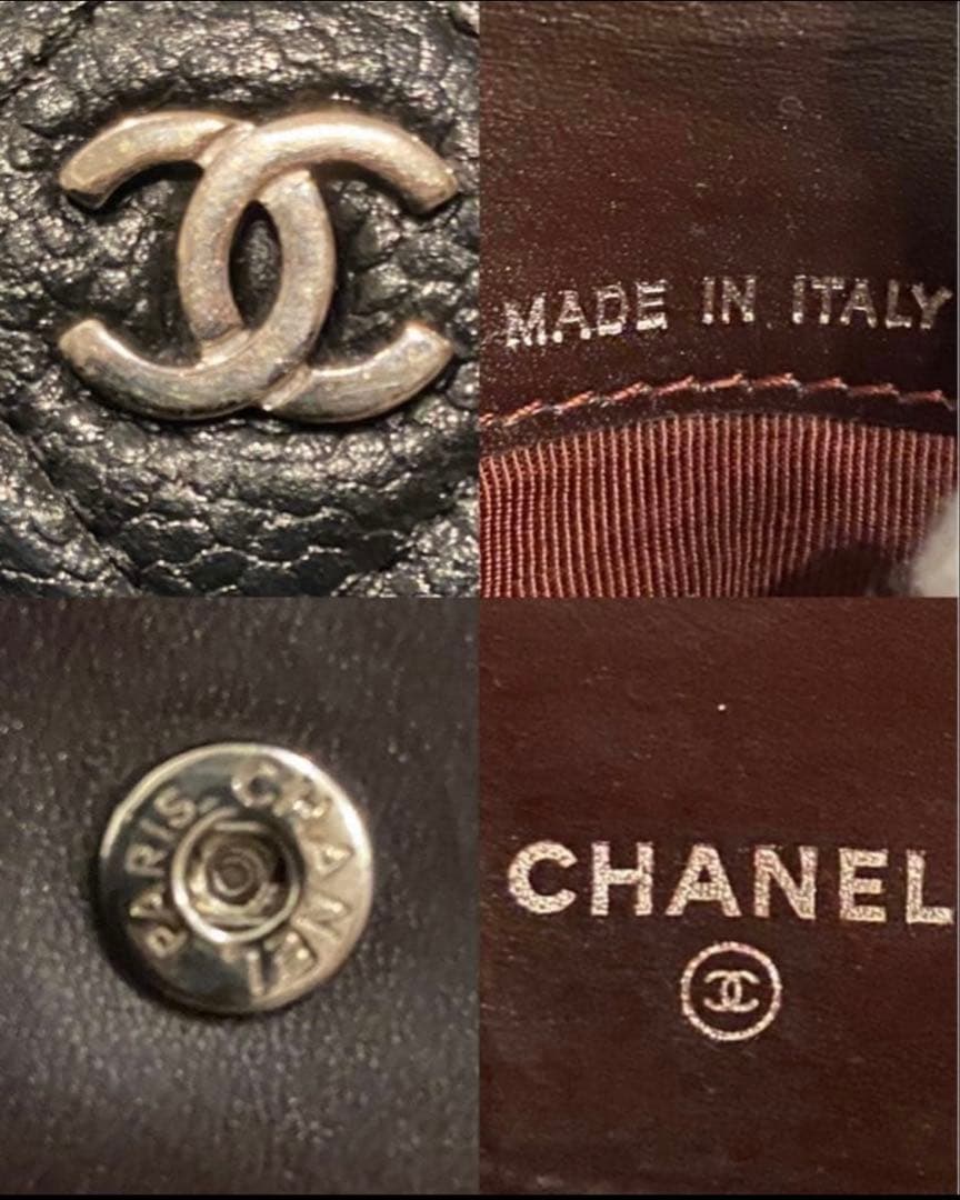 【極美品】CHANEL キャビアスキン　マトラッセ　ウォレット　ココマーク　財布