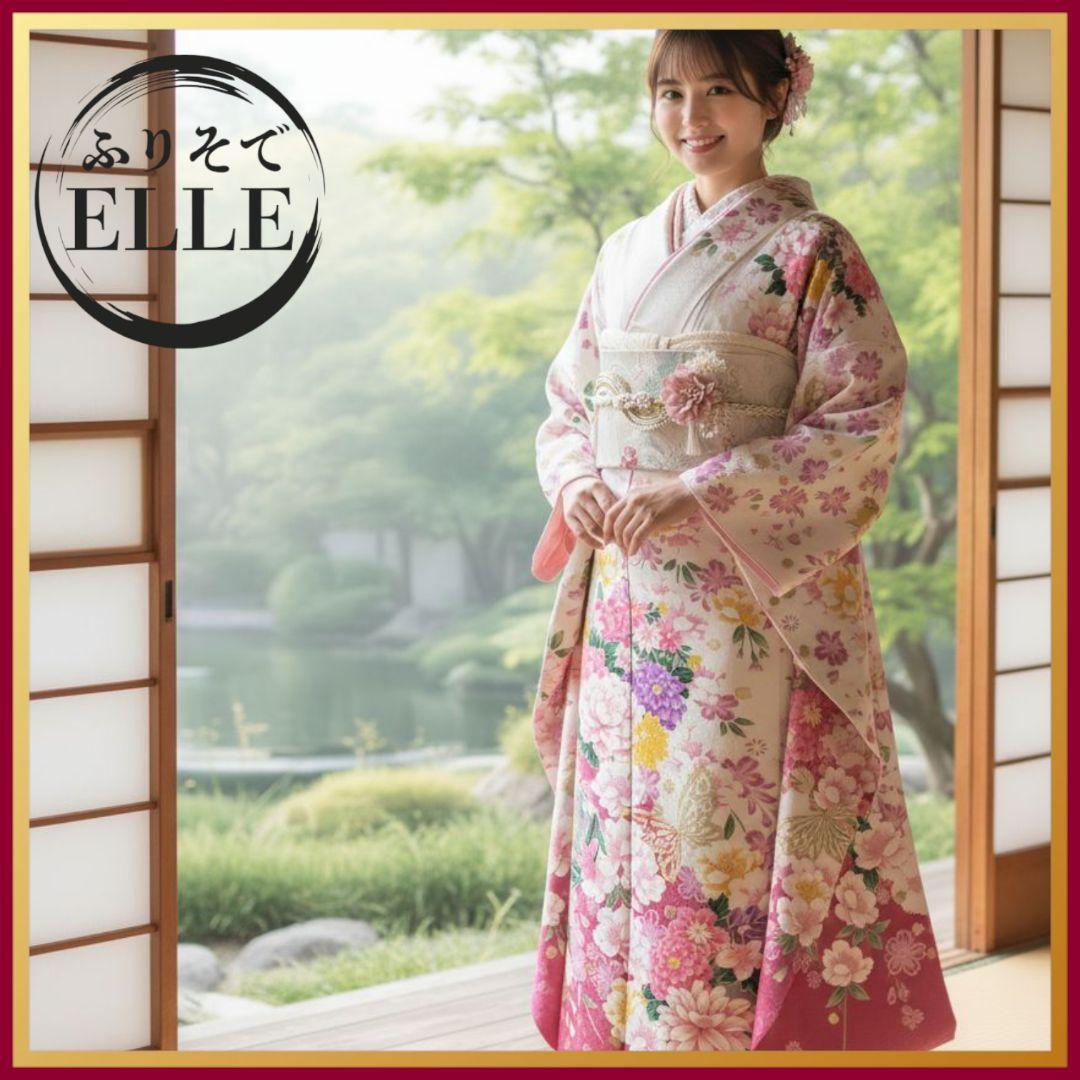 振袖フルセット(8点)・成人式・金彩加工・くすみ・ピンク・正絹・逸品