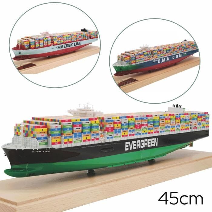 45cm 海上コンテナ船 EVERGREEN 模型 完成品 船舶鑑賞用 置物