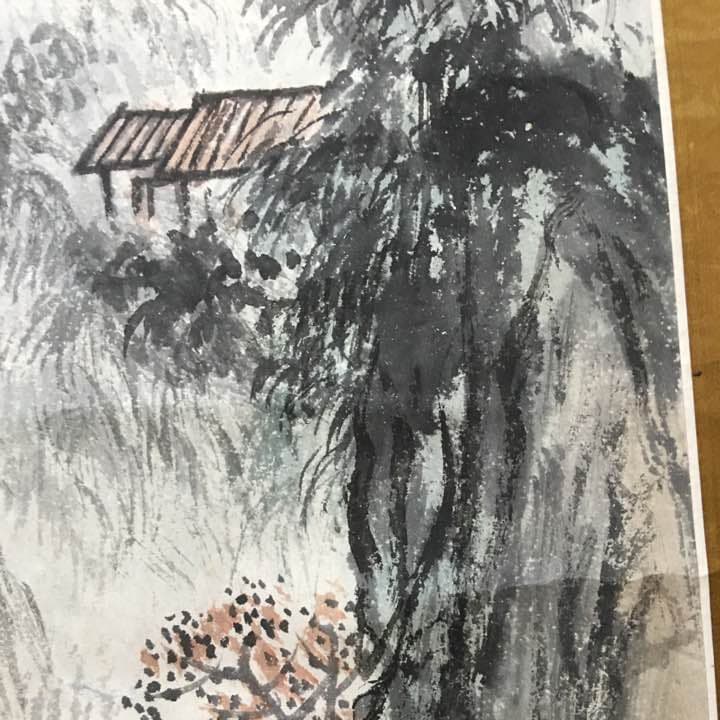 中国美術 紙本 山水画 掛軸