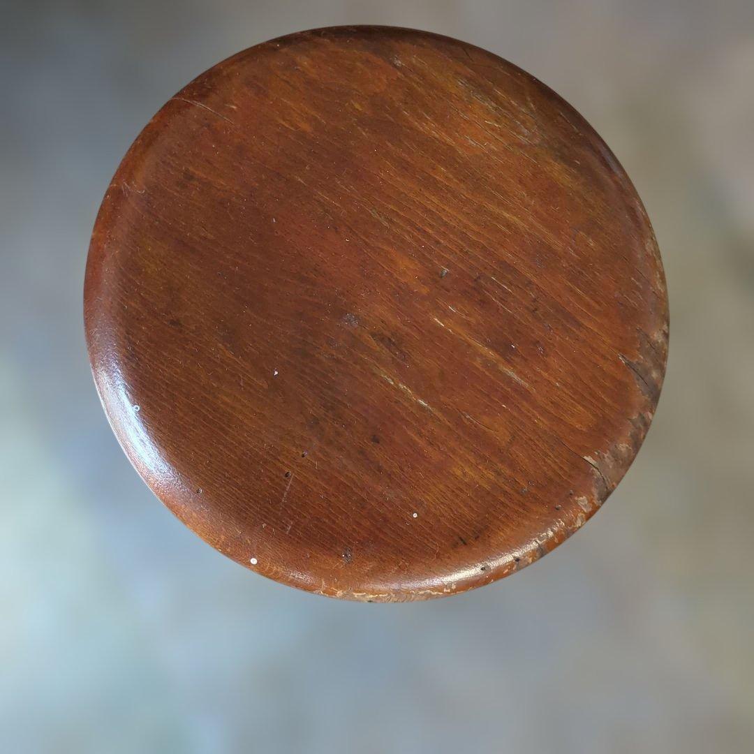 骨董　椅子　丸椅子　木製　スツール ブラウン アンティーク　イス