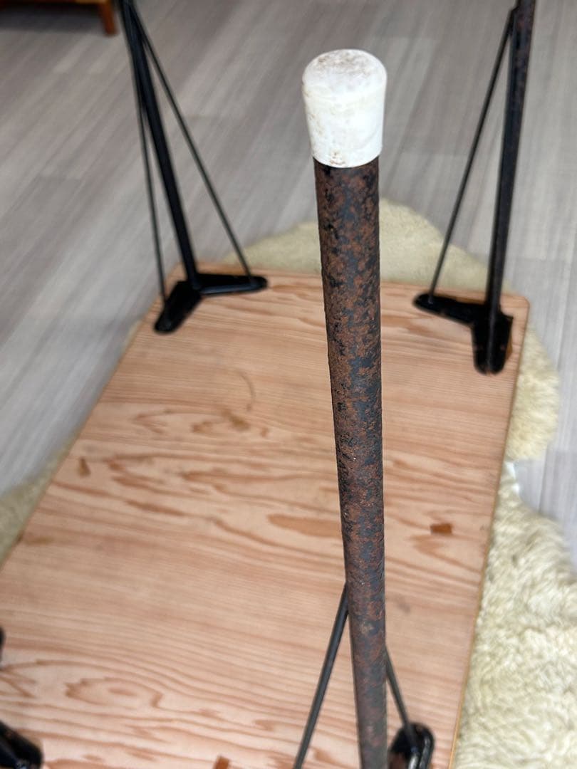 昭和レトロ　ポップ　花柄　鉄脚テーブル　ヴィンテージ　作業台　ダイニング　机