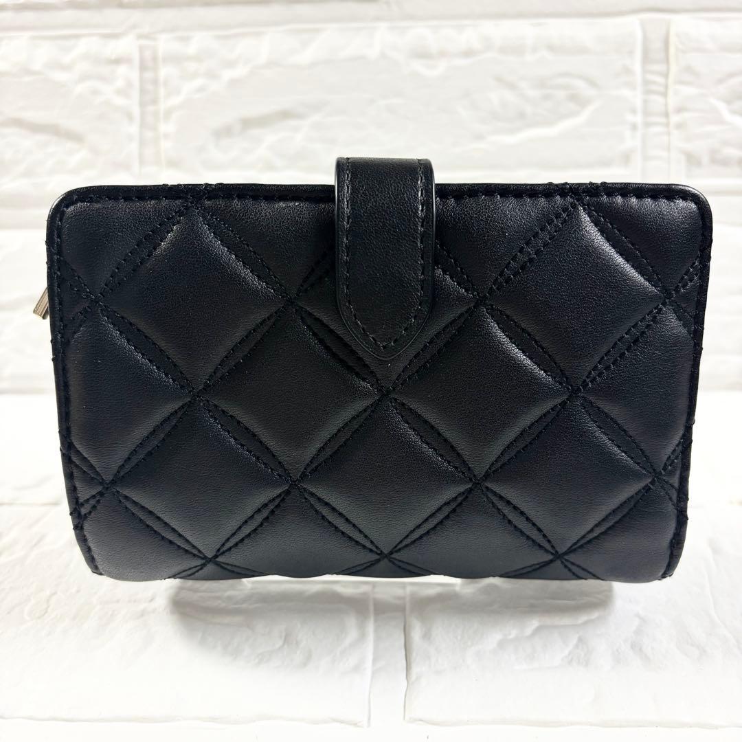 kate spade ケイトスペード 二つ折り財布 キルティング 黒 レザー