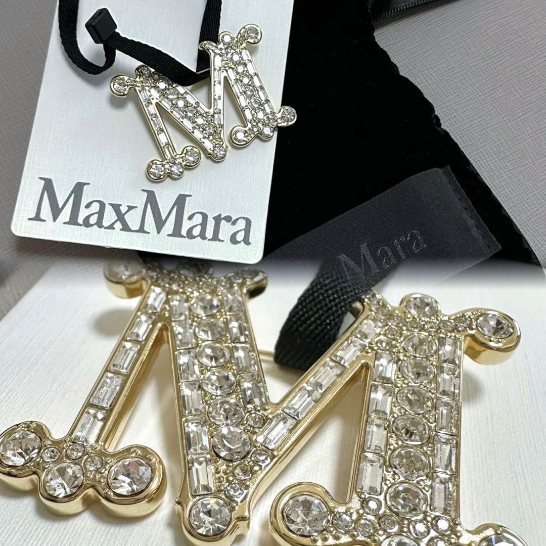 MaxMara｜ブローチ｜確実正規品｜クリスタル｜布袋、タグ付き