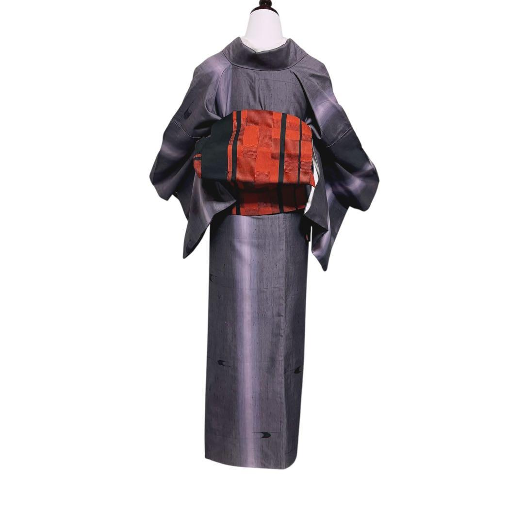 C*o様 未使用近い　美品　袷　正絹　生紬　琉球絣柄　小紋　フルセット