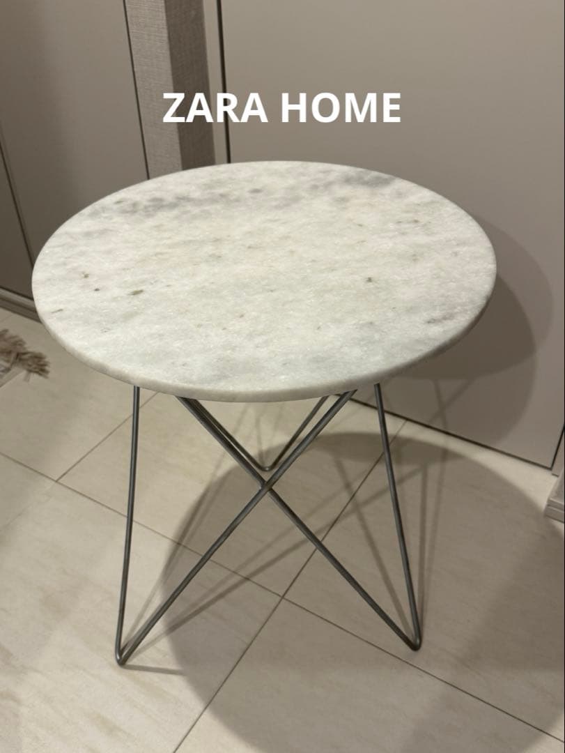 【レア】ZARA  ザラホーム 大理石円形サイドテーブル 直径約45cm