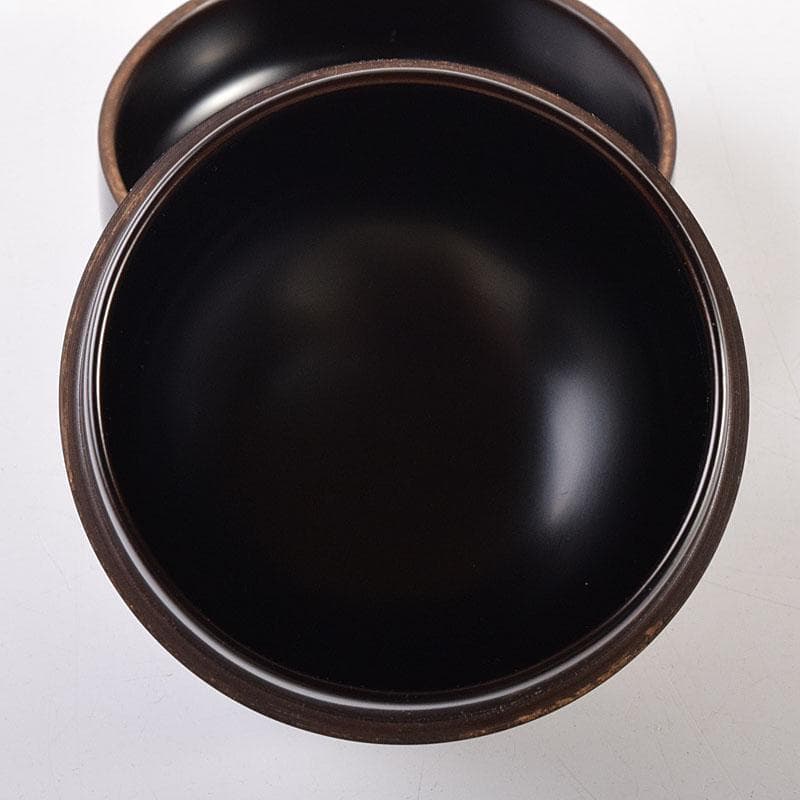 茶道具　黒漆　八幡宗豊造　黒中棗　書付　共箱　V　6911