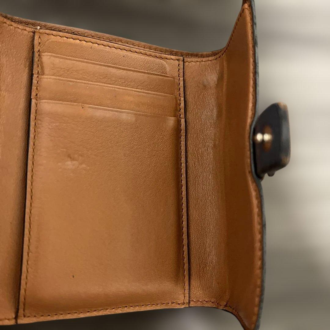 ロエベ　二つ折り財布　ブルー・キャメル