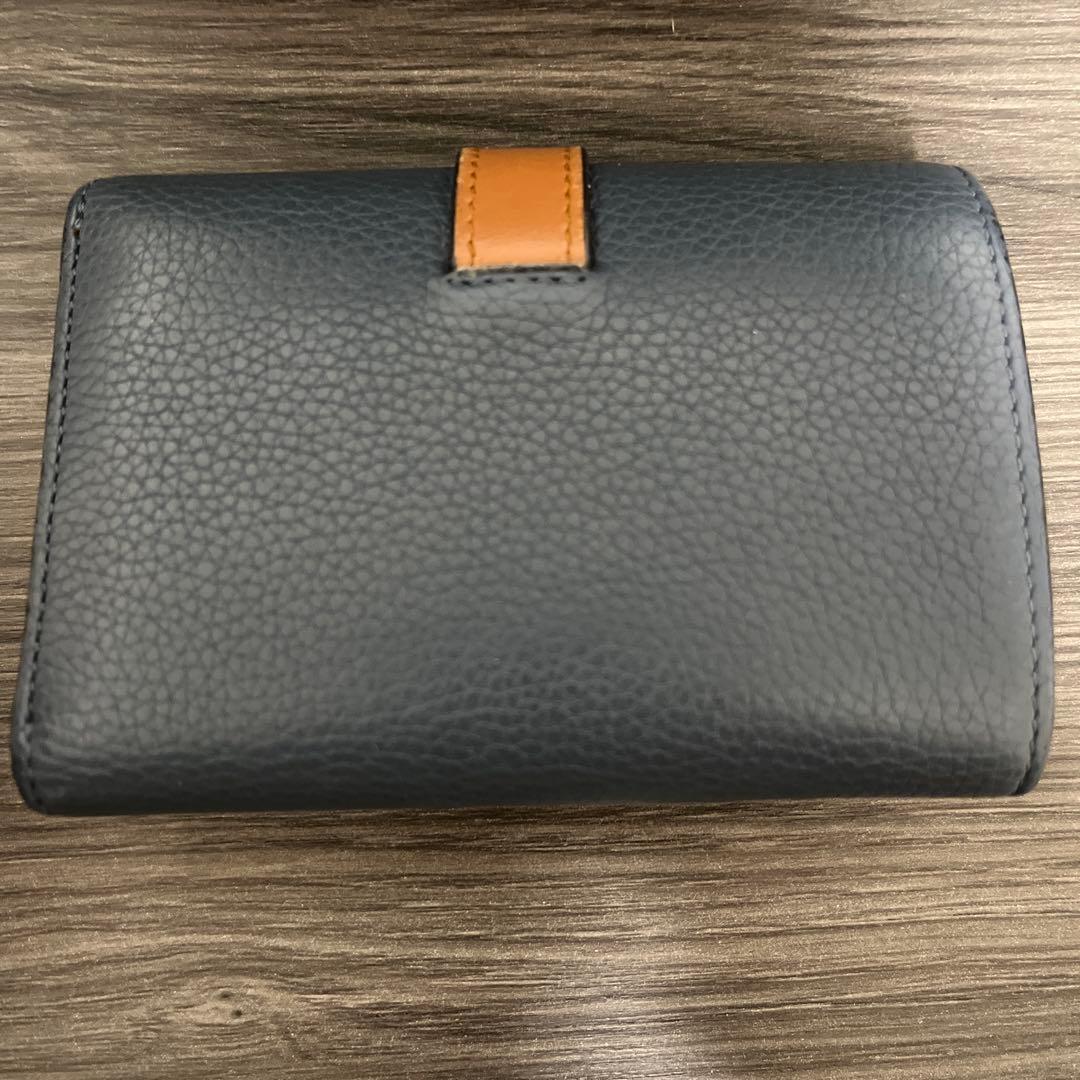 ロエベ　二つ折り財布　ブルー・キャメル