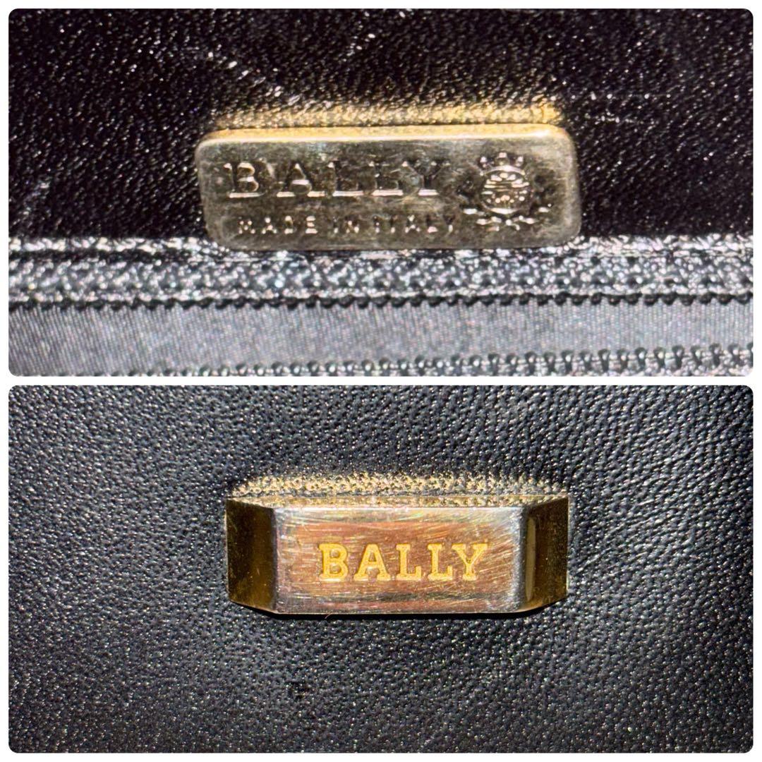 【本物】BALLY トップハンドルバッグ 本革レザー 黒 ターンロック y2k