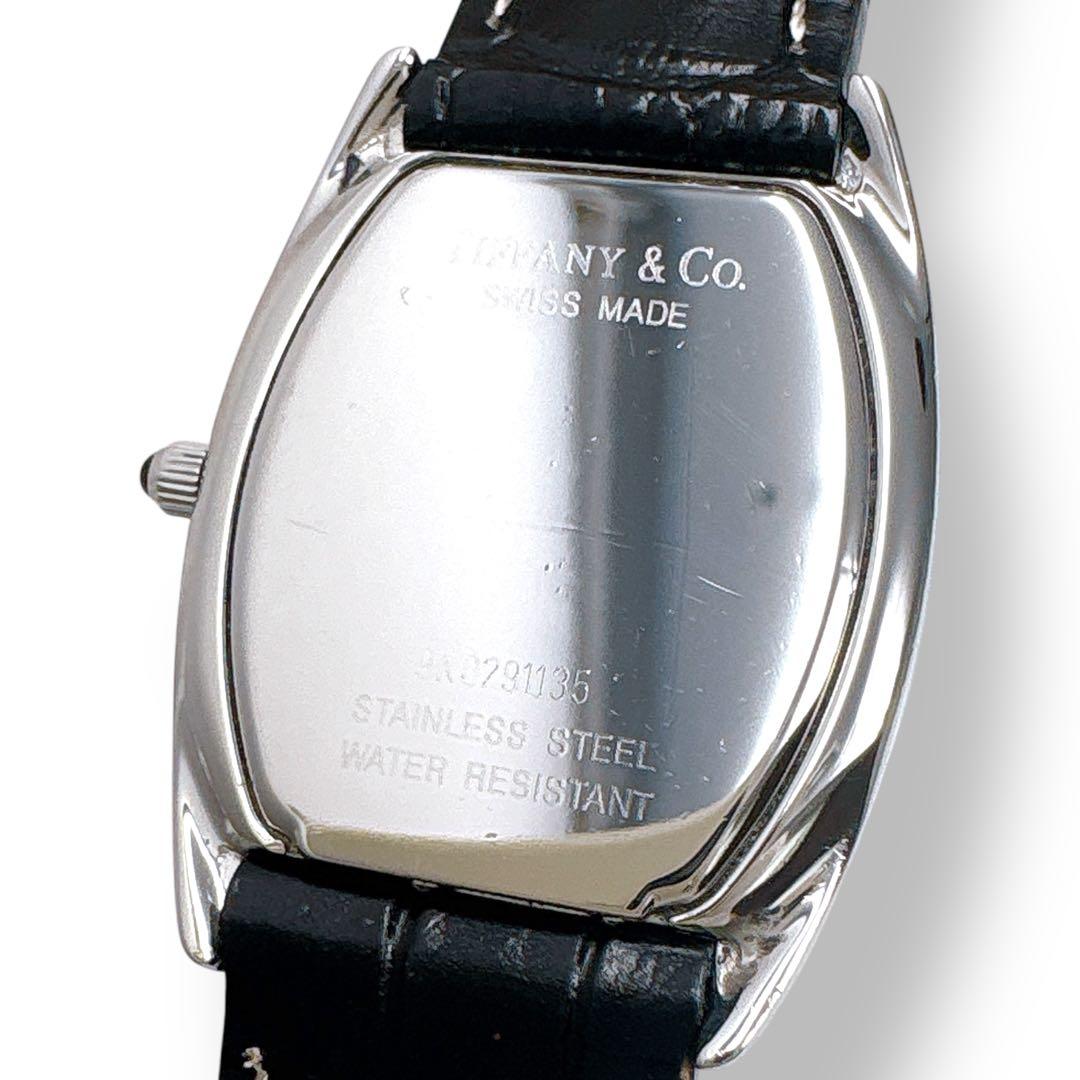 ティファニー クラシック トノー スモセコ 革ベルト ホワイト レディース 時計