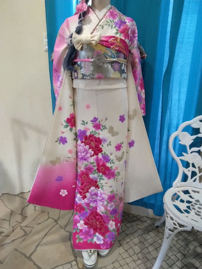 【専用】です‼️振袖、正絹未使用、重ね衿帯揚げ帯締め、袋帯襦袢、ガード加工落款