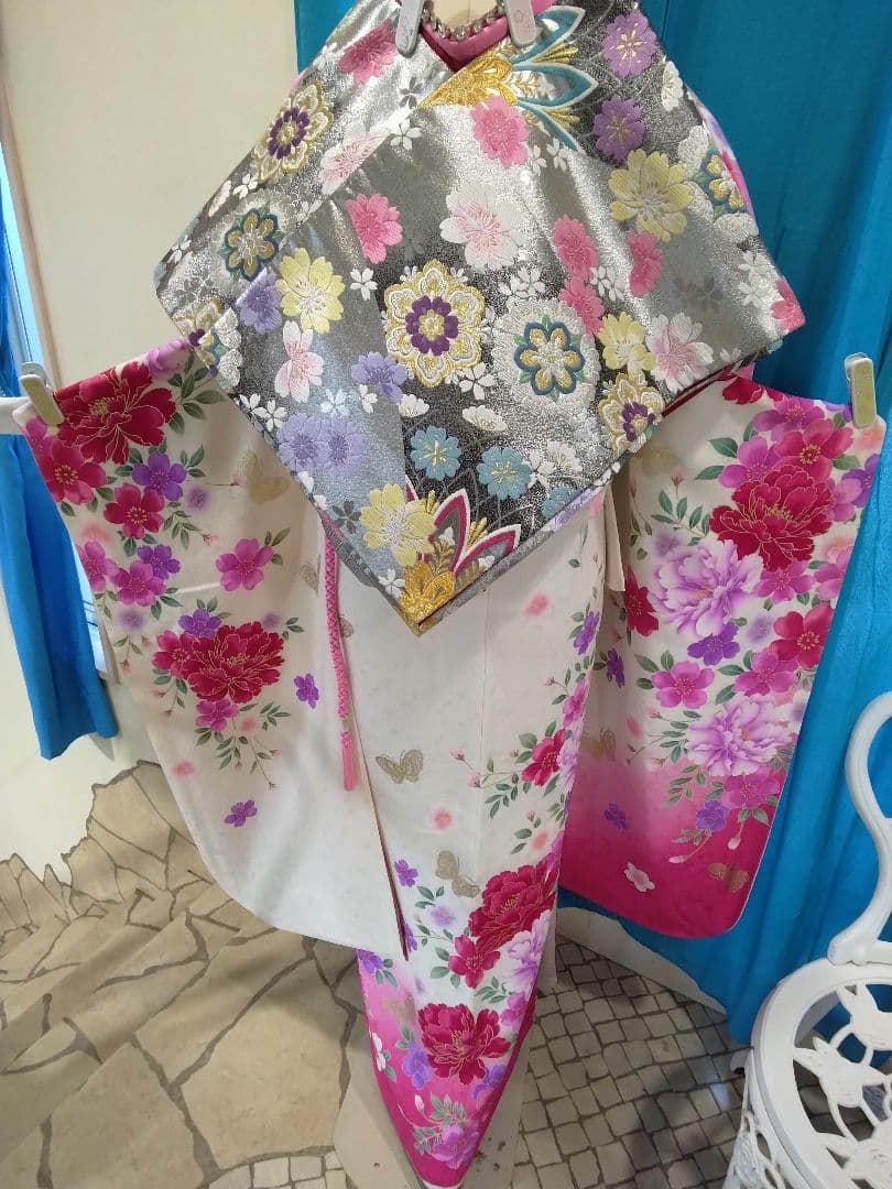 【専用】です‼️振袖、正絹未使用、重ね衿帯揚げ帯締め、袋帯襦袢、ガード加工落款