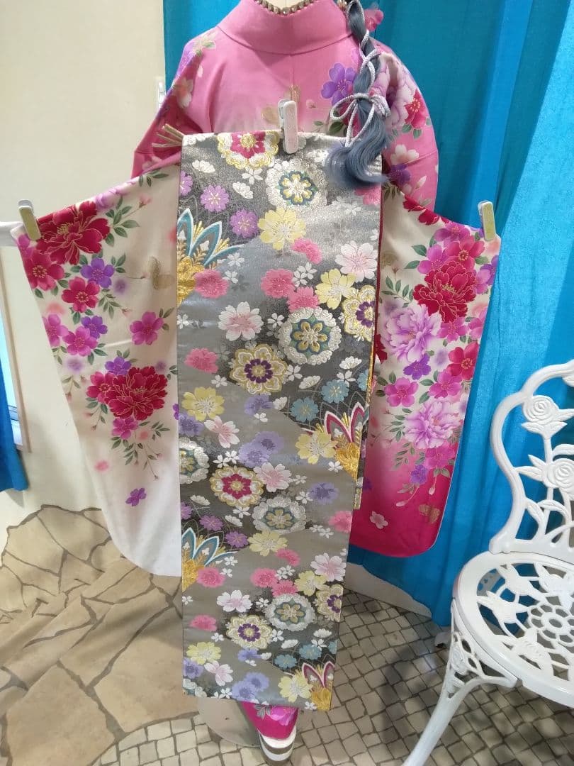 【専用】です‼️振袖、正絹未使用、重ね衿帯揚げ帯締め、袋帯襦袢、ガード加工落款