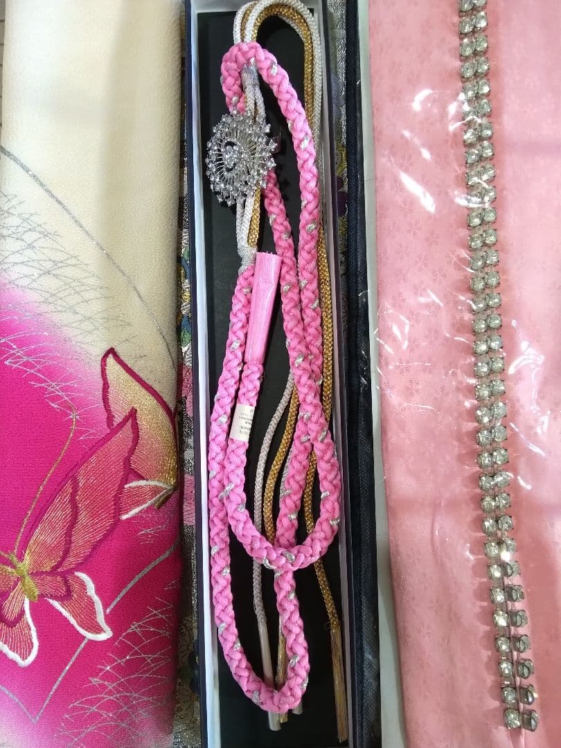 【専用】です‼️振袖、正絹未使用、重ね衿帯揚げ帯締め、袋帯襦袢、ガード加工落款
