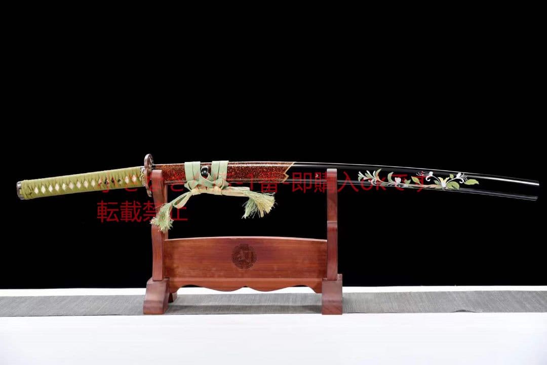 26寸地肌鋼焼刃武士刀『花鳥拵打刀』古兵器 武具 刀装具 日本刀 模造刀 居合刀