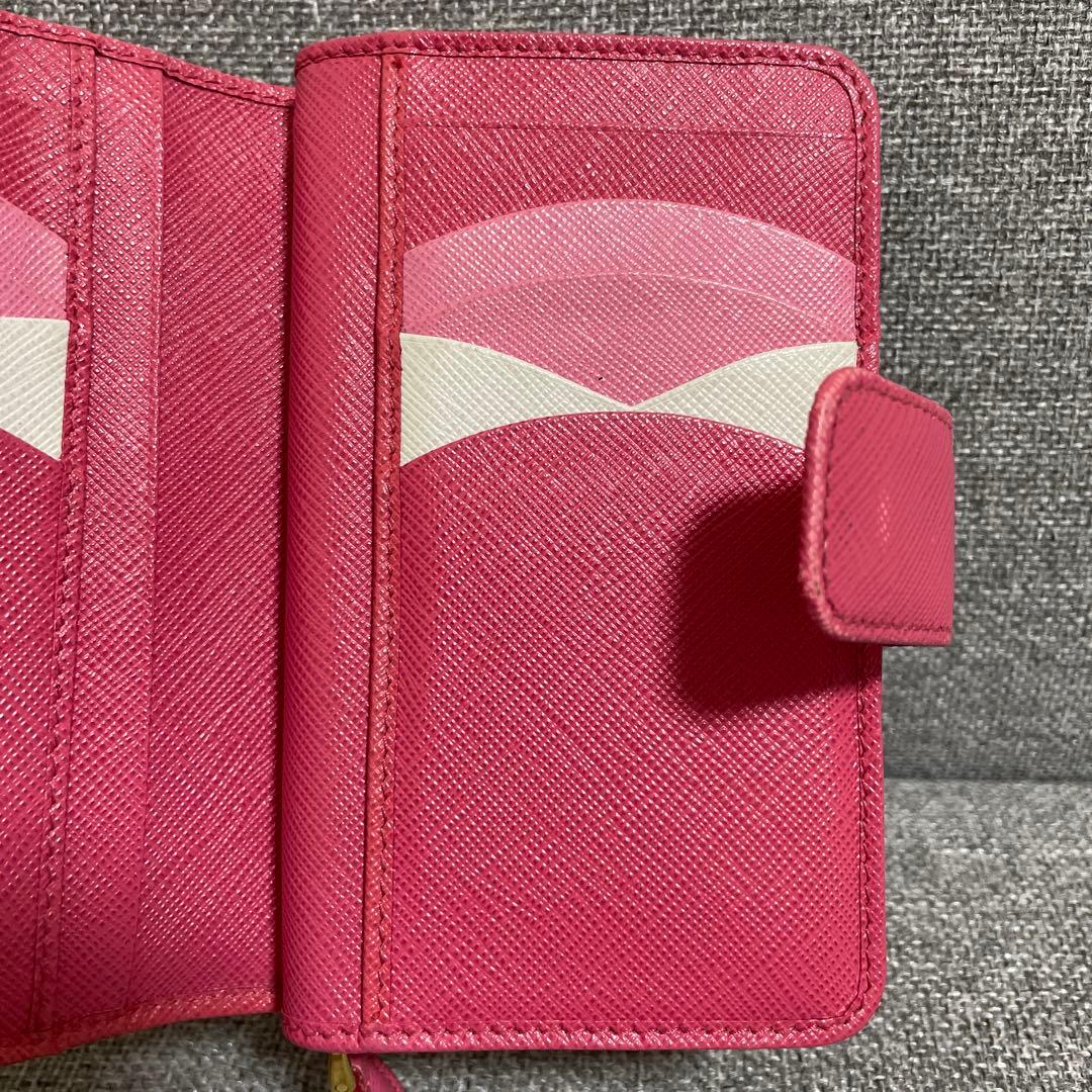 PRADA プラダ 二つ折り財布 マルチカラー ピンク