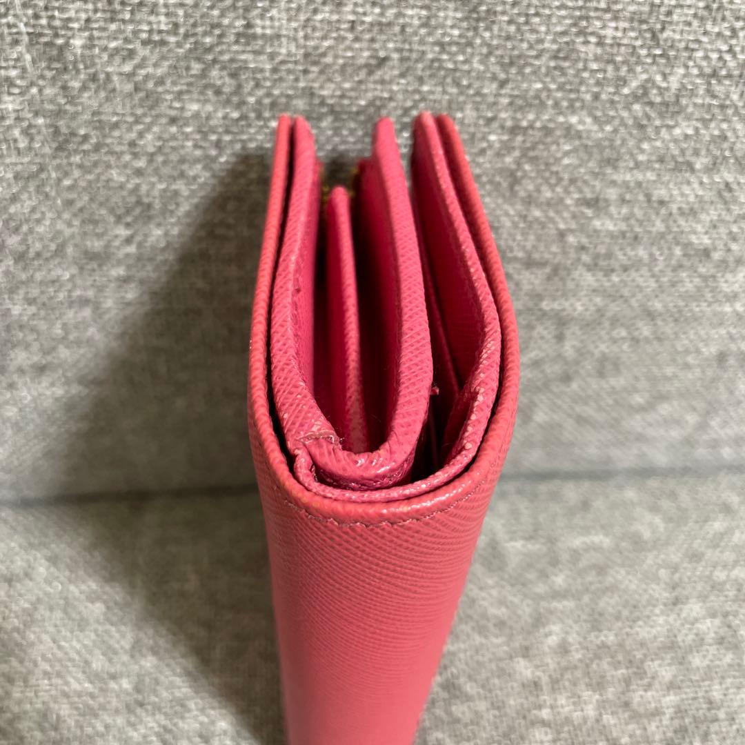 PRADA プラダ 二つ折り財布 マルチカラー ピンク