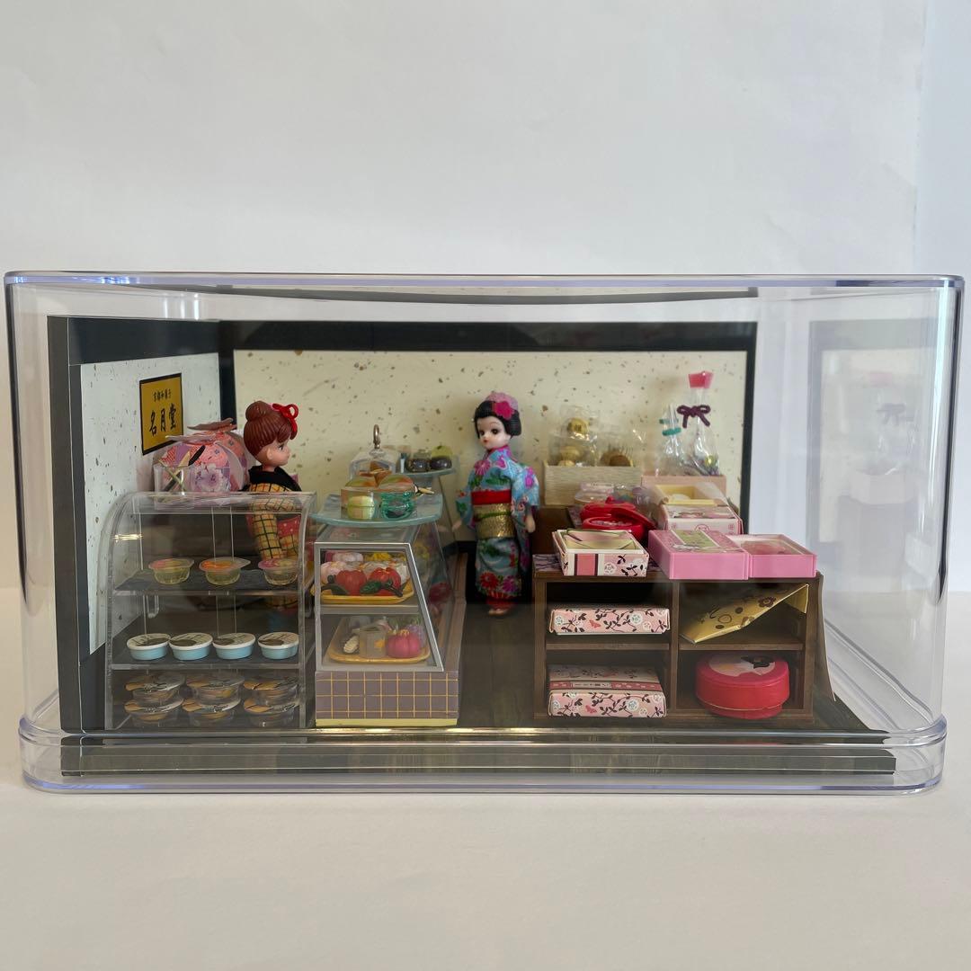 リーメント ぷちサンプル ミニチュア ケースと背景付●京都の和菓子屋 和風 土産
