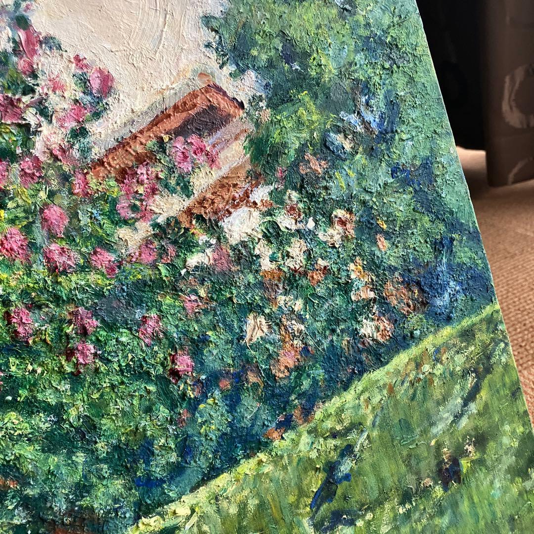 青山兵吉　油彩　前庭　紅き花高々と