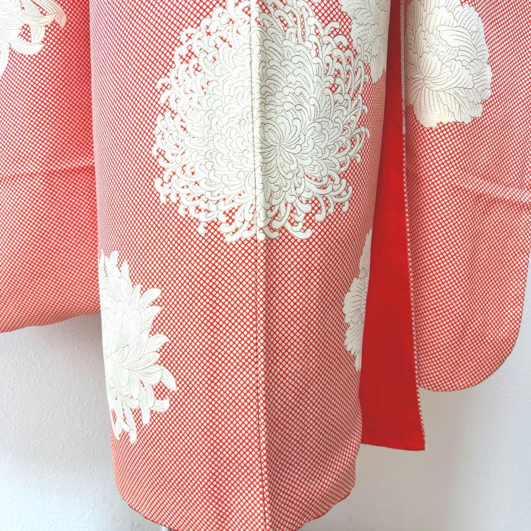 373 振袖フルセット 正絹 朱赤 橙オレンジ 金彩 手描き 小柄さん レトロ