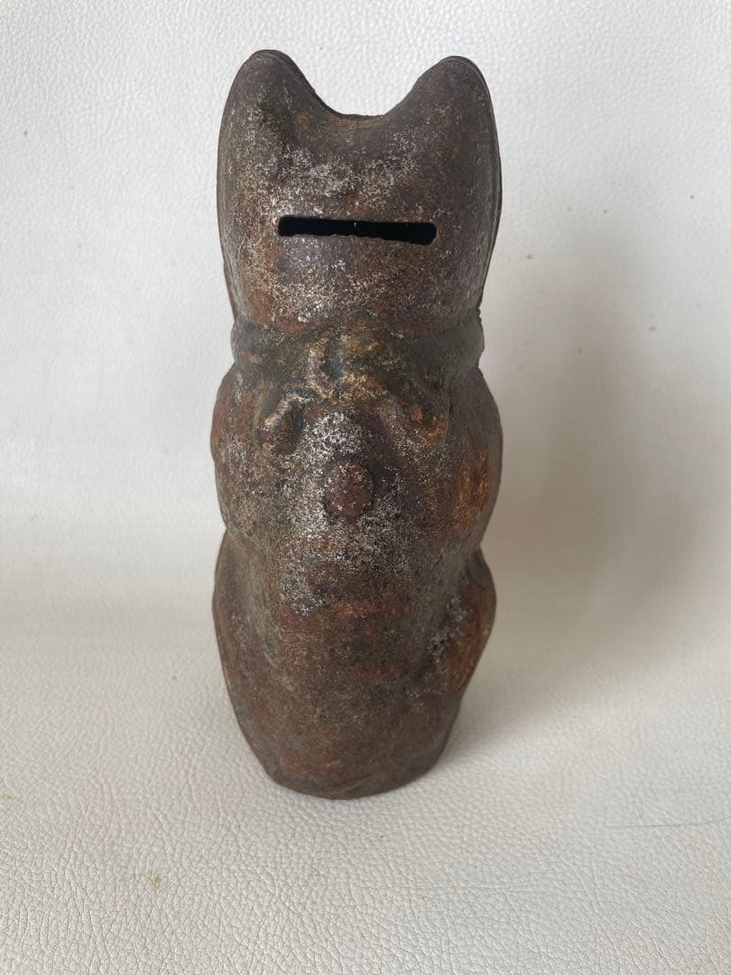 鉄製 招き猫 金庫 明治期 まねきねこ 金庫型 まねき猫 時代物 鍵無し サビ有