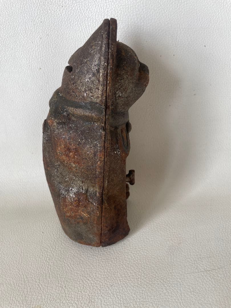 鉄製 招き猫 金庫 明治期 まねきねこ 金庫型 まねき猫 時代物 鍵無し サビ有