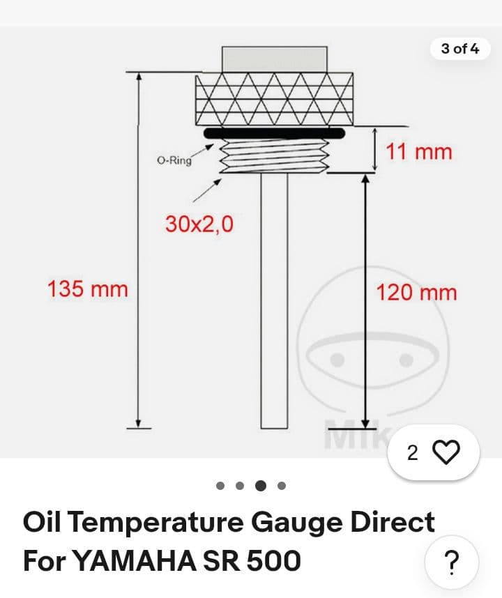 新品未使用 JMP製 ブラック YAMAHA SR 400/500オイル 油温計