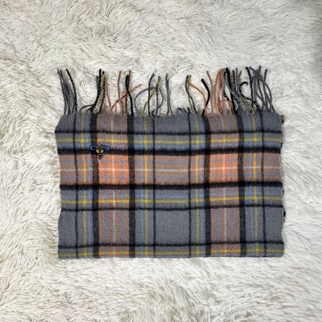 美品✨ヴィヴィアンウエストウッド マフラー オーブ刺繍 ロゴ カシミヤ 大判