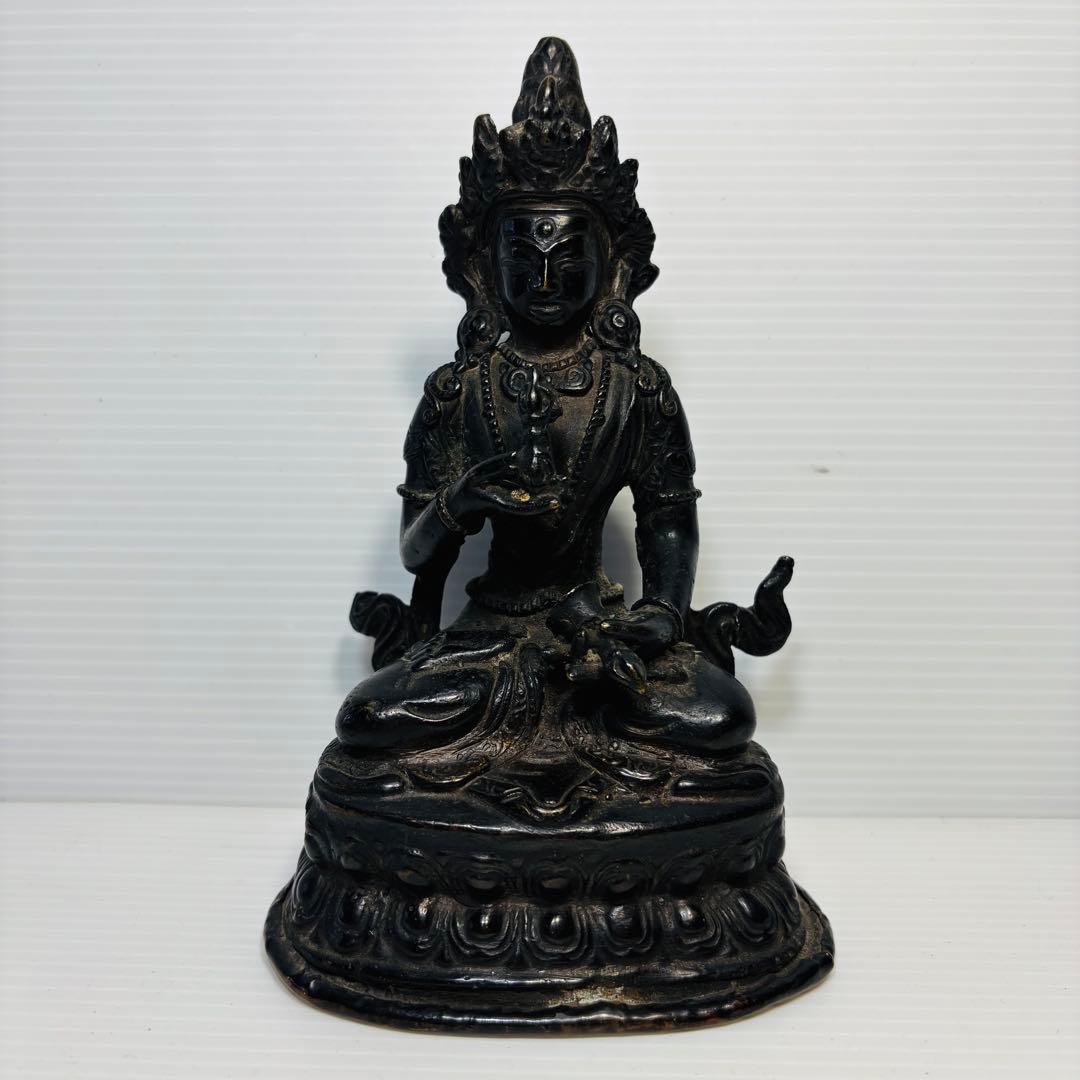 銅仏座像 チベット 仏教美術 仏像 佛 置物 銅製 骨董品 時代品 美術品