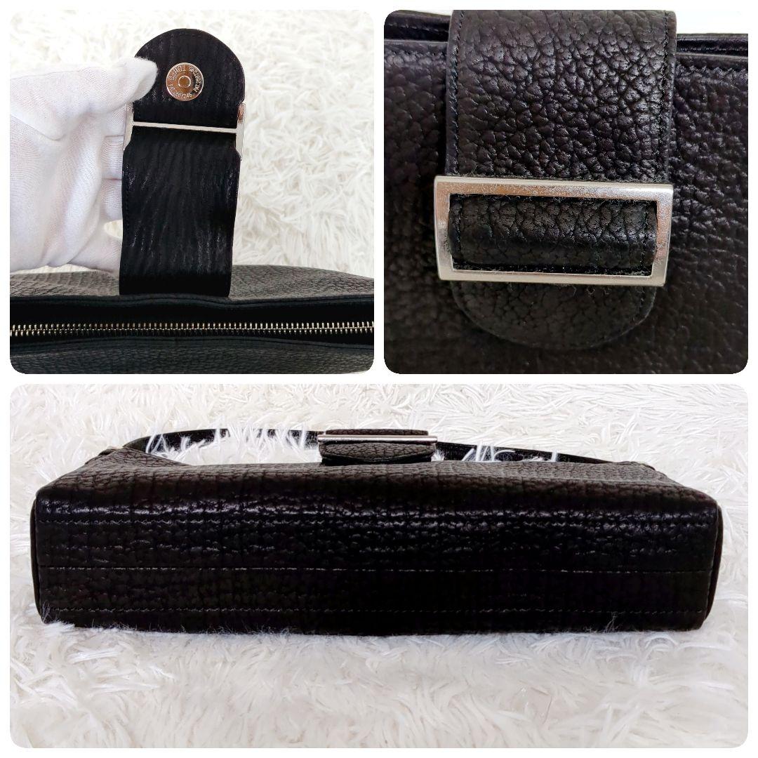 極美品✨️JRA認定　シャークレザー　本革ハンドバッグ 2wayショルダー　黒