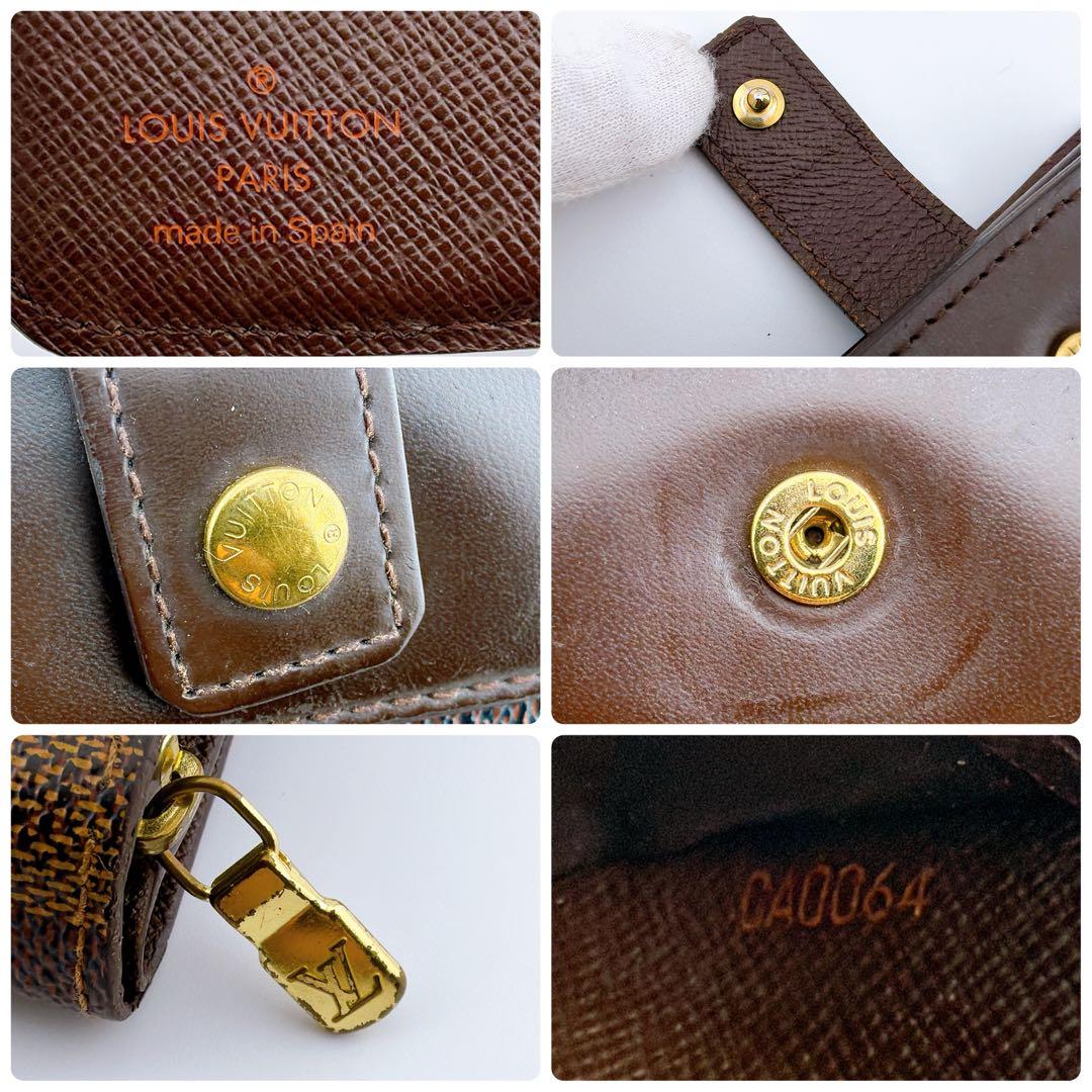 【美品】ルイヴィトン ダミエ コンパクトジップ エベヌ二つ折り財布