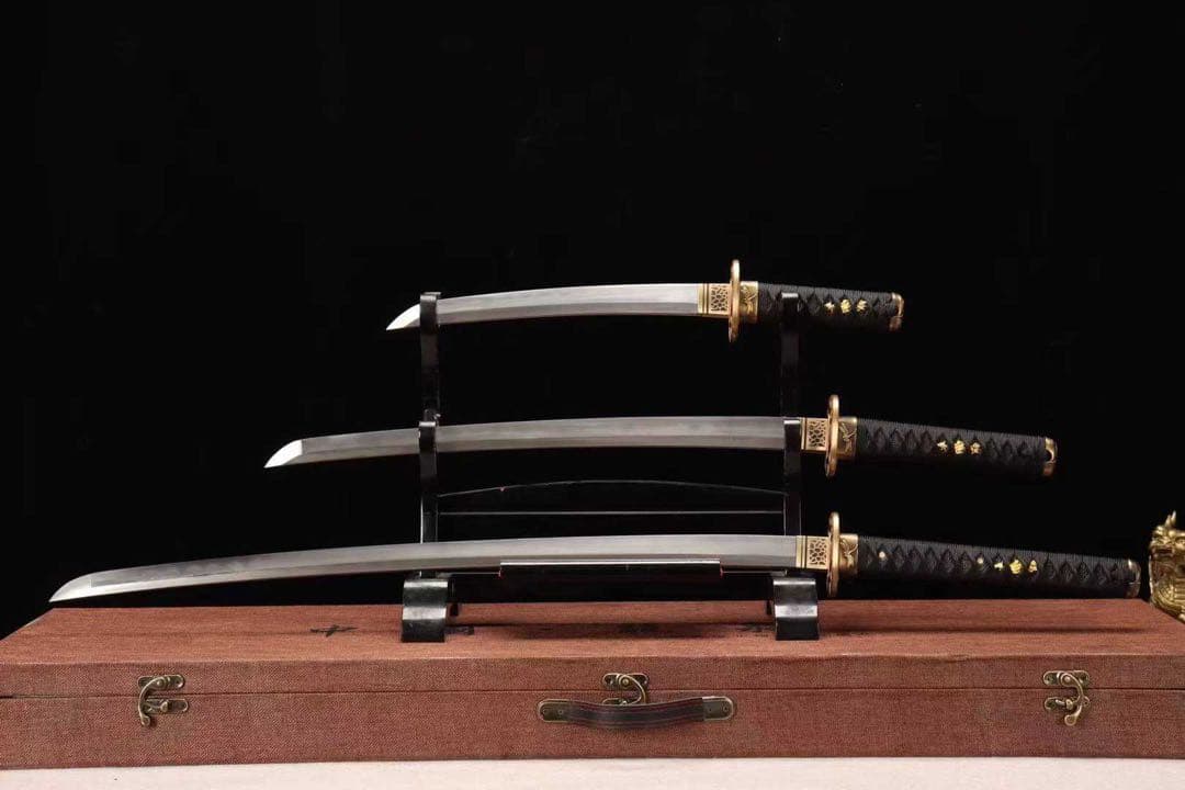打刀 脇差 短刀 3点セット カリン木製鞘 武具 舞踊刀 古兵器