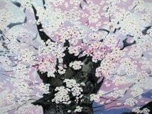 川島眞佐「石部桜」M50号油彩,会津の有名桜,見事な枝ぶり描写,晴れやかな大傑作