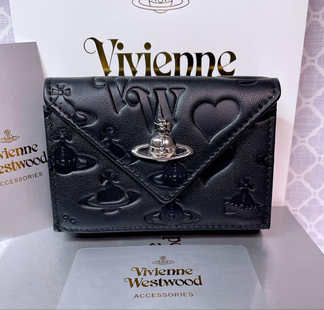 【内柄も素敵☆最新】Vivienne Westwood 三折財布 マット黒