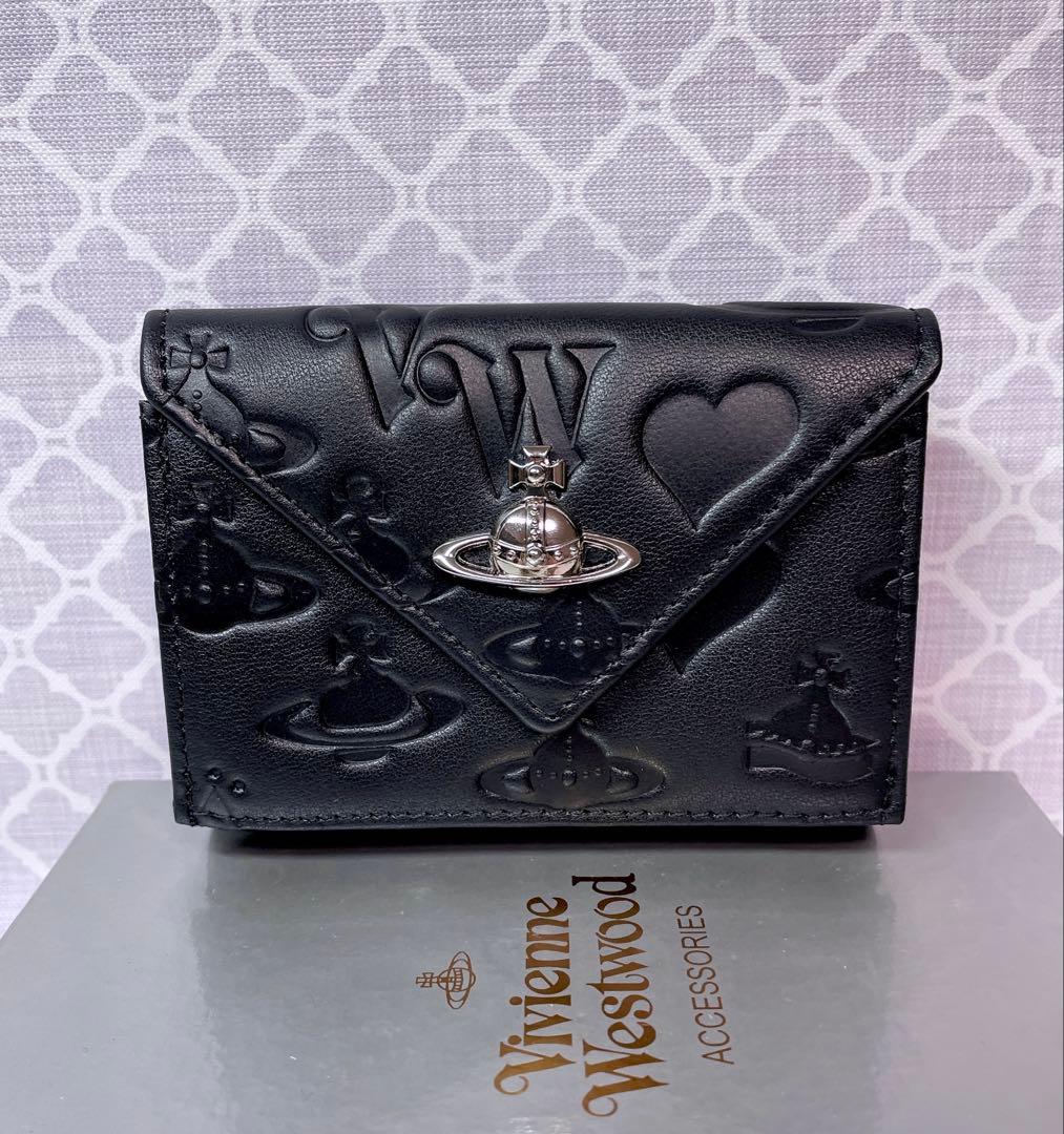 【内柄も素敵☆最新】Vivienne Westwood 三折財布 マット黒