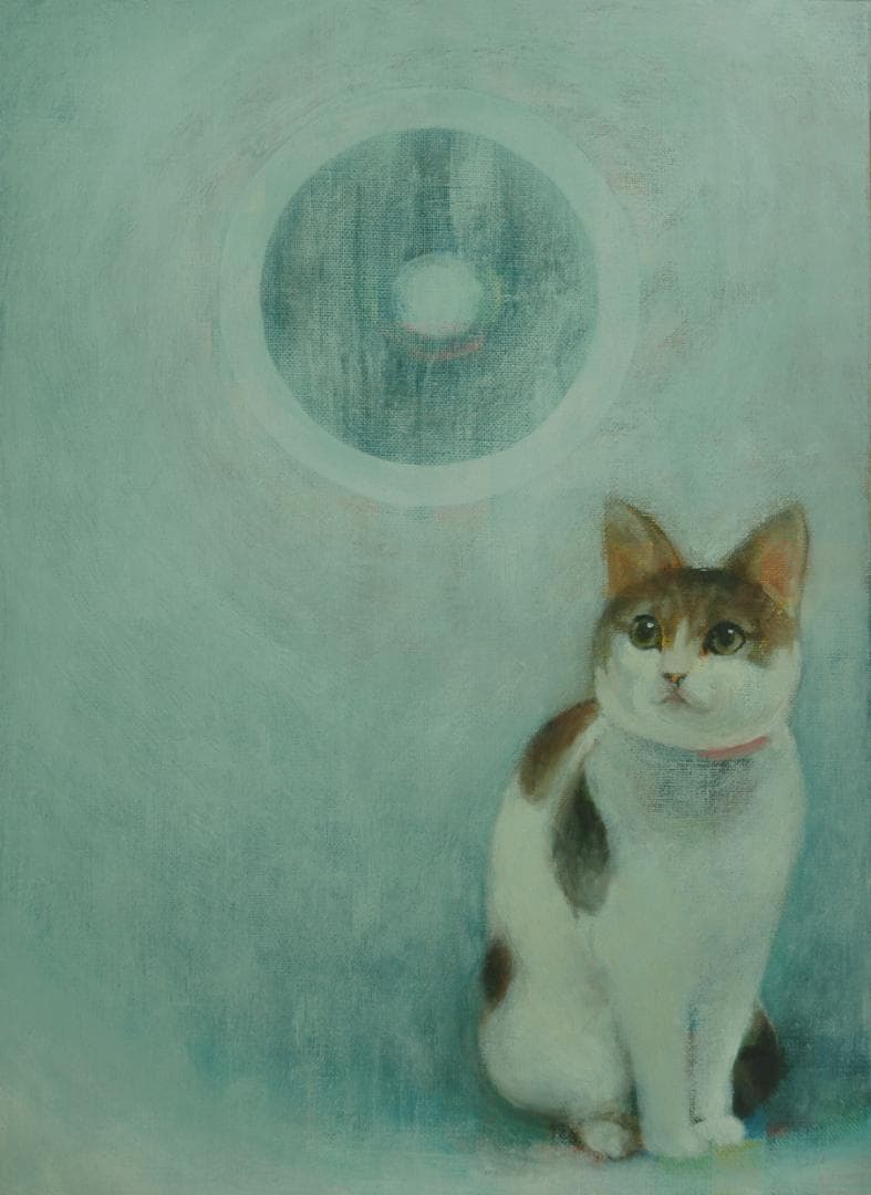 油絵 菅家令子 絵 絵画 インテリア 額付(黒) F4-091418 可愛い子猫
