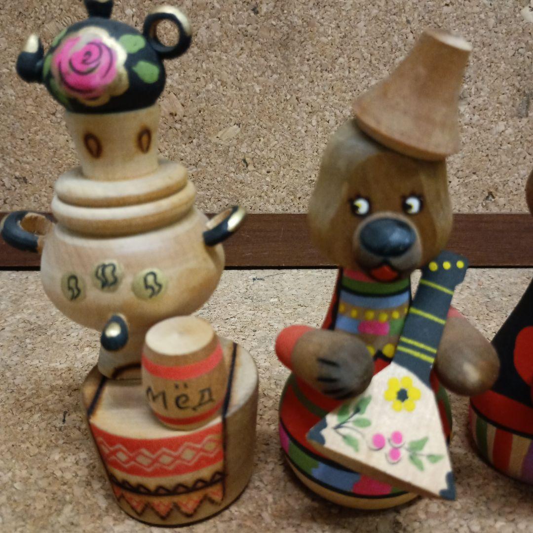 3970）ロシア製木製動物人形　置物　6体　ソビエト連邦時代